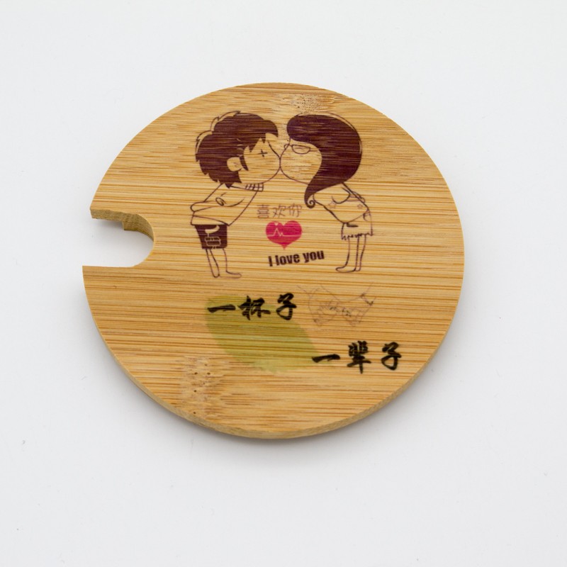 Natural Color Decorative Bamboo Lids Wooden Mug Cover Glass Jar Drink Cup Lid