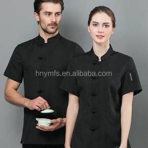 China chef uniform factory supplier hot sale white knot button long sleeve designer chef uniform on sale