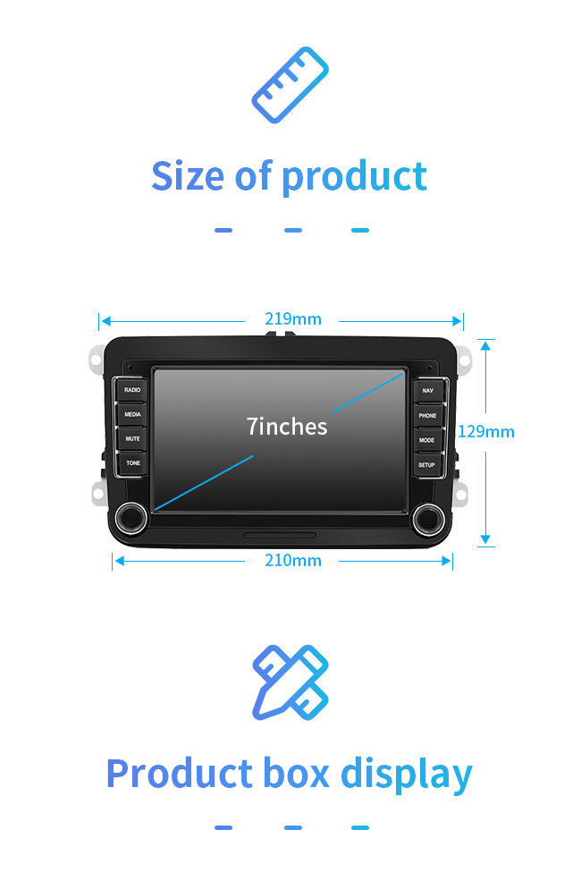 VW 7 Inch Universal GPS Navigation Android Auto 1080P Video Carplay
