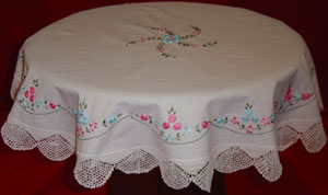 Rectangular coffee table linen table cloth table, Corcheted Lace Table linen, Tablecloth