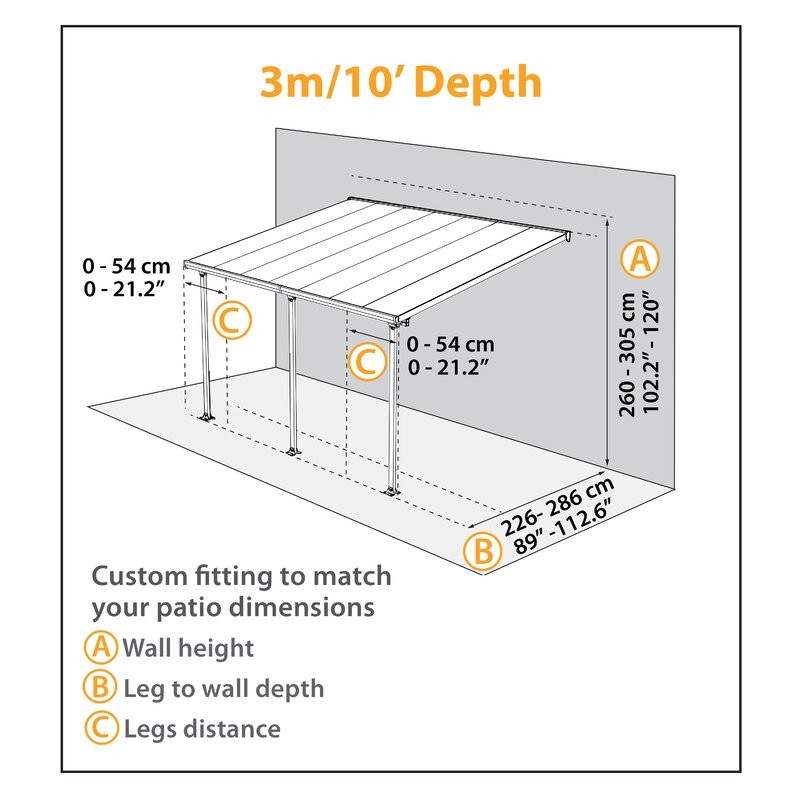 Outdoor Sunshade Shatterproof 10x20ft Aluminum Patio Covers