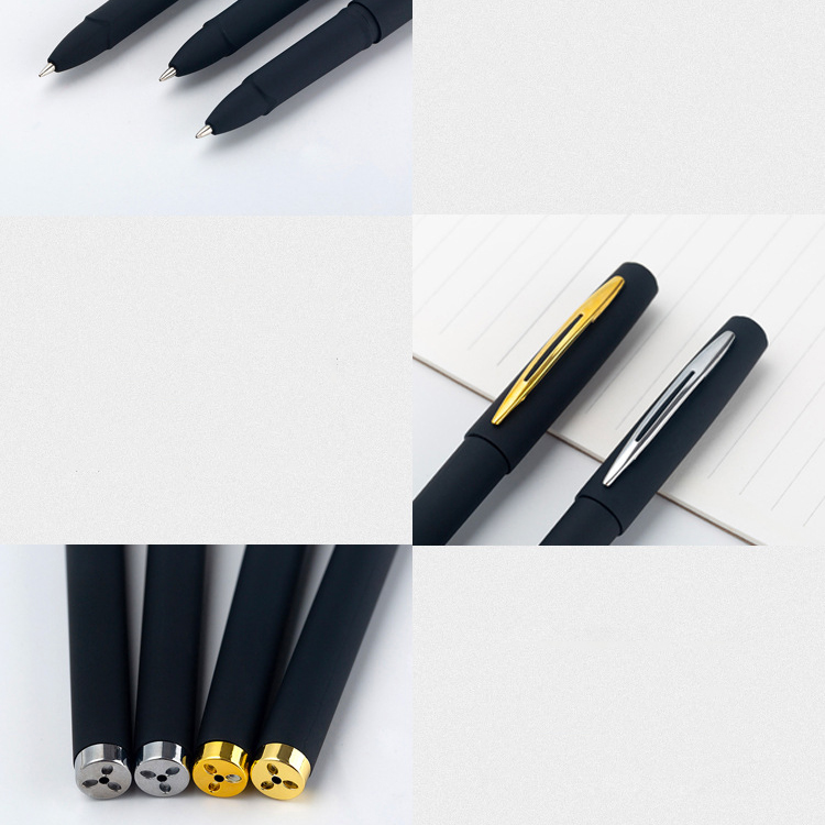 Corporate Advertising Black Metal Gel Ink Pen with Custom Logo and 240M Writing Length
