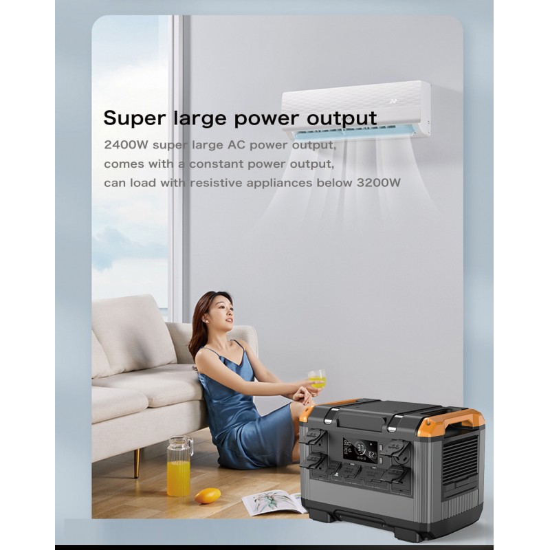 High Capacity Portable Power Bank with 2400W Output 12V 24V and 2016WH for Emergency EV Charging