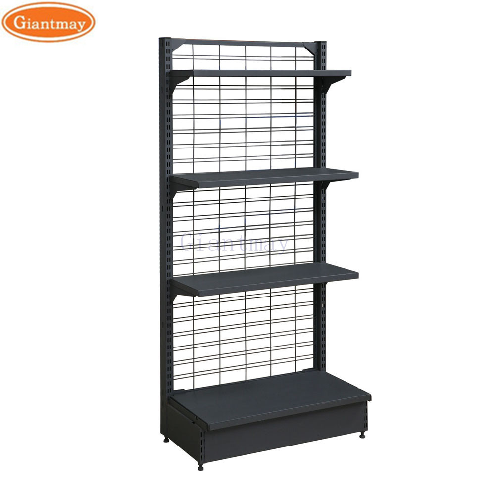 Double Sides Retail Metal Supermarket Shelf Display Racks For Groceries And Snacks