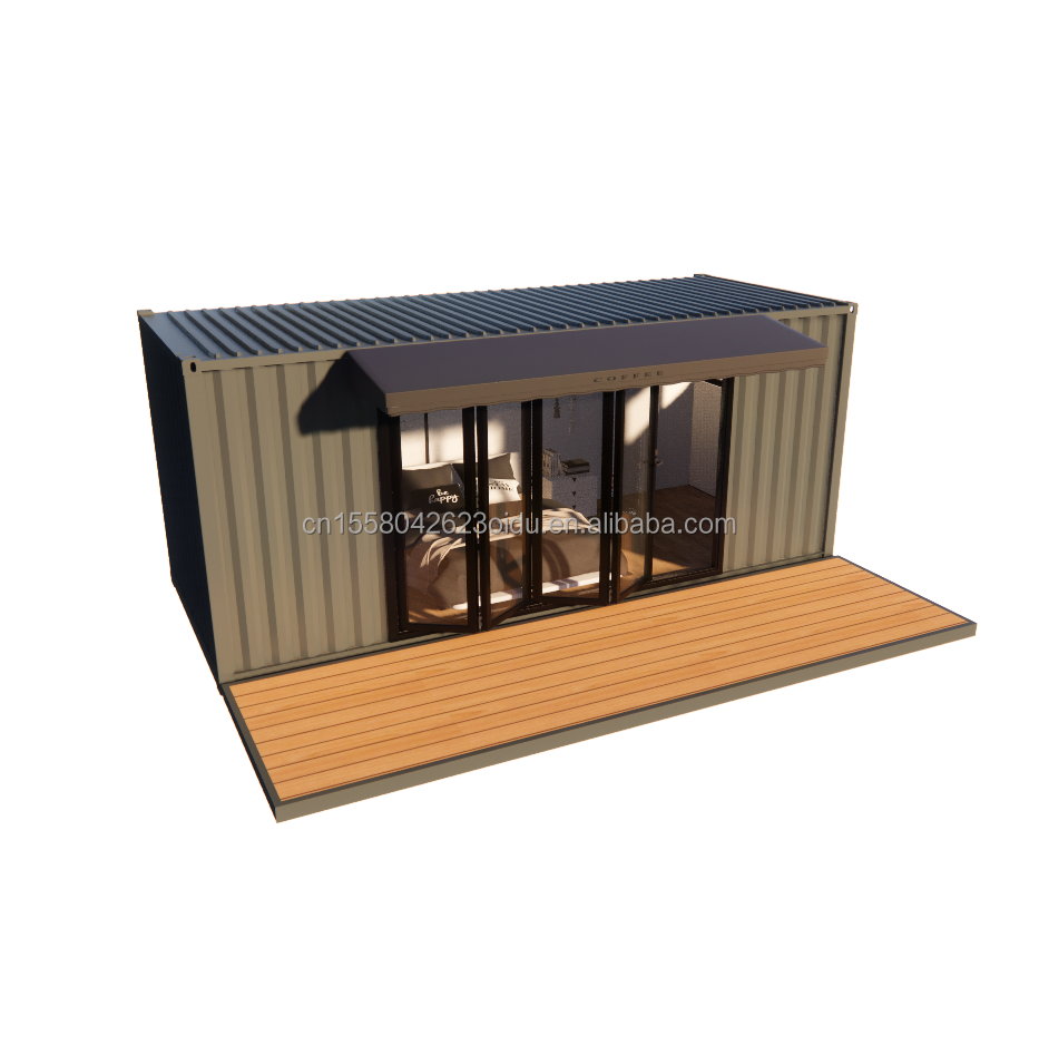 Residential Modular Prefabricated Trailer with 50/75/100mm Wave Sandwich Panel Walls 20ft Modern Design Style