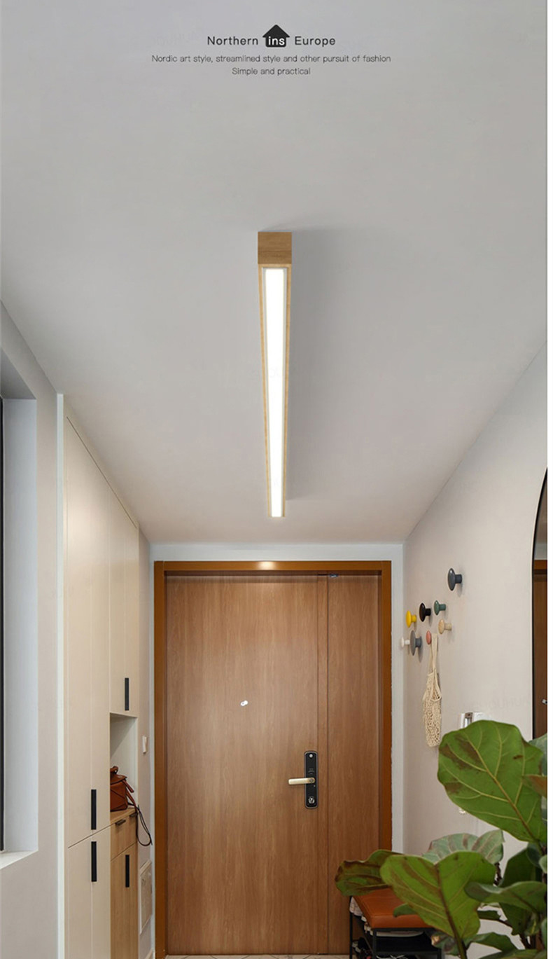 Long ceiling ceiling light porch wooden lamp aisle corridor wall hanging line log led lights（WH-WA-47)