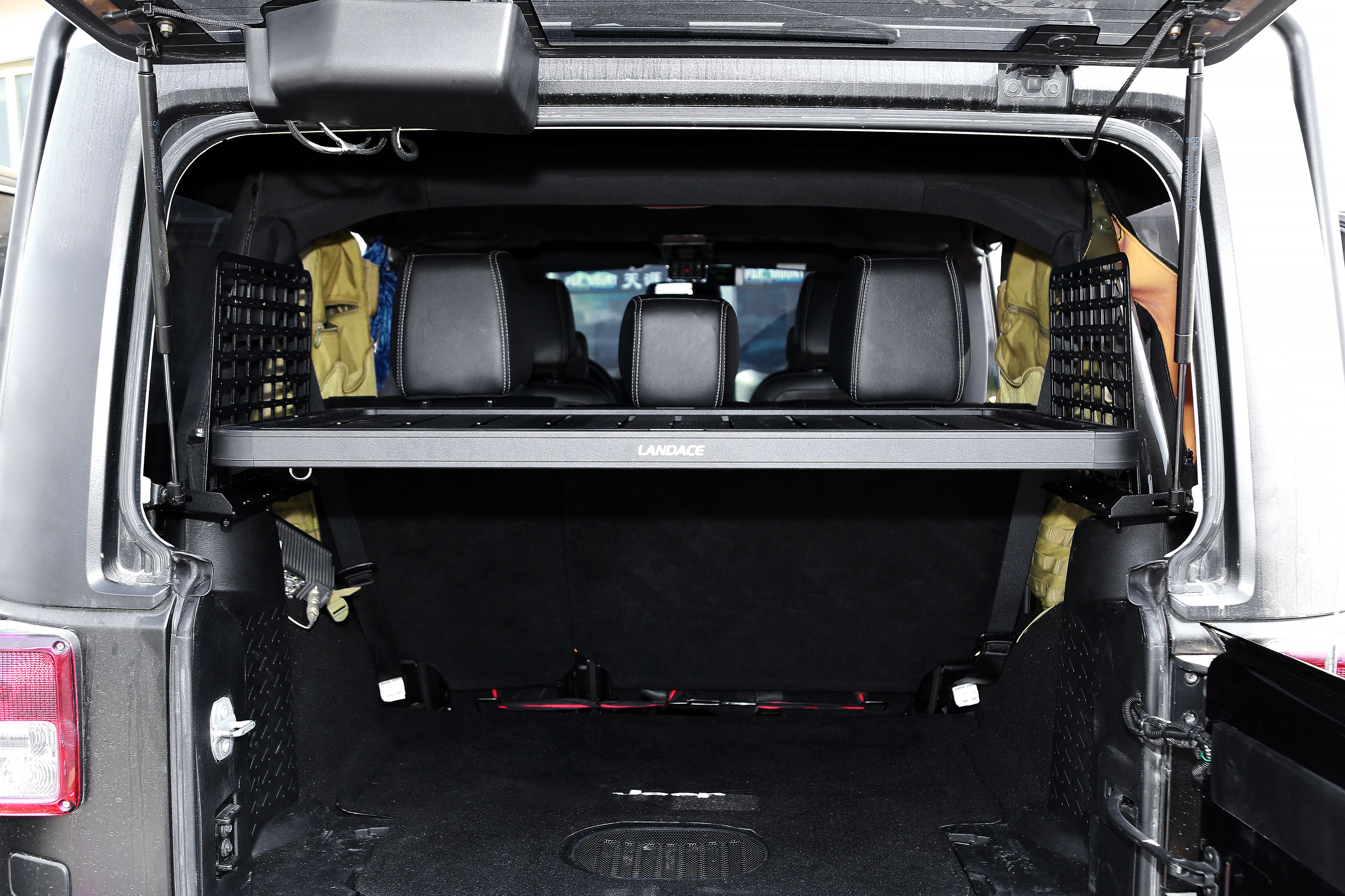Jeep Wrangler JK Rear Gate Trunk Boot Storage Inside Shelf Built-In and Durable Design