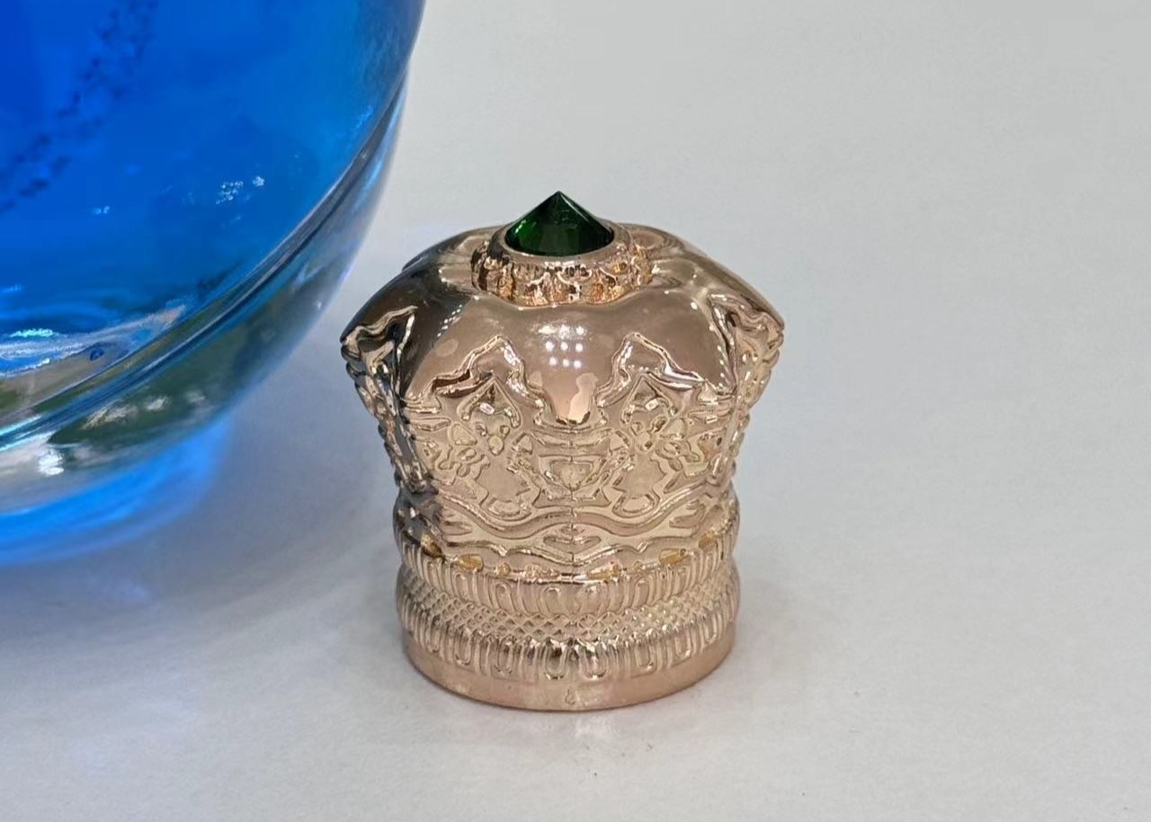 Zinc Alloy Green Diamond Zamak Perfume Caps Perfume Lid With Customized Logo