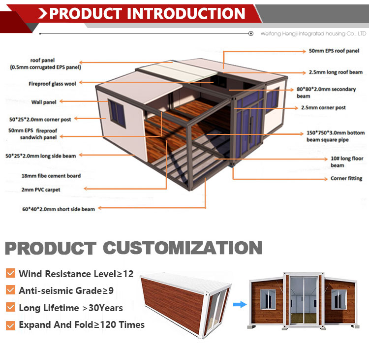 20ft Prefabricated Foldable Portable Container House for Offices and Homes Luxary Style