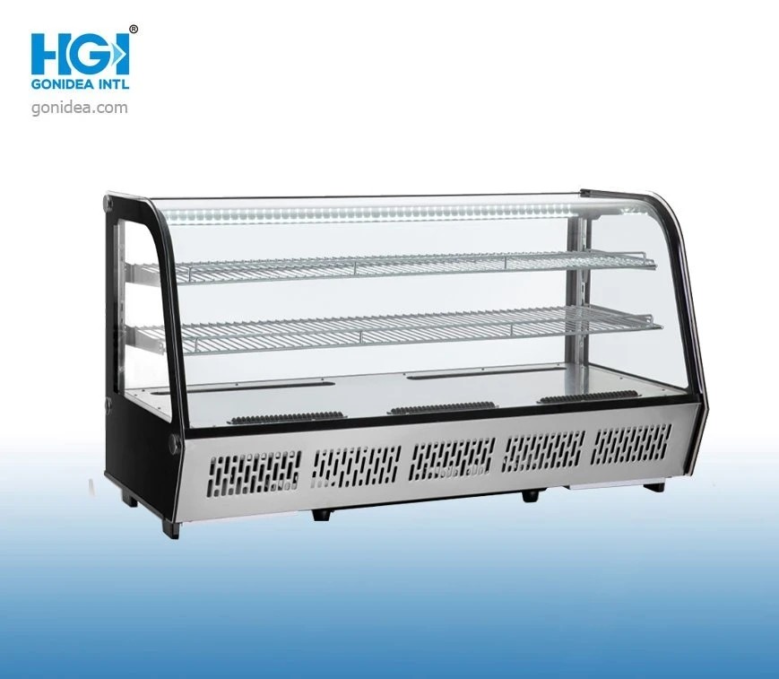 Curved Glass 4 Side 200L Bakey Cake Display Fridge For Storage