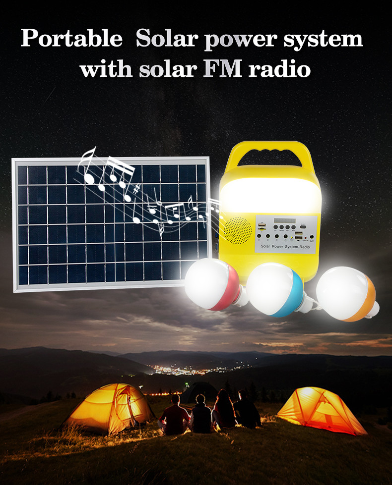 8000mAh Solar Emergency Lights DC Output House Panel System For Fan And Tv Light