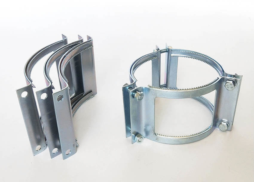 Galvanized Steel Heavy Duty Tube Clamps Coupling Grip Collar With Toothed Belt