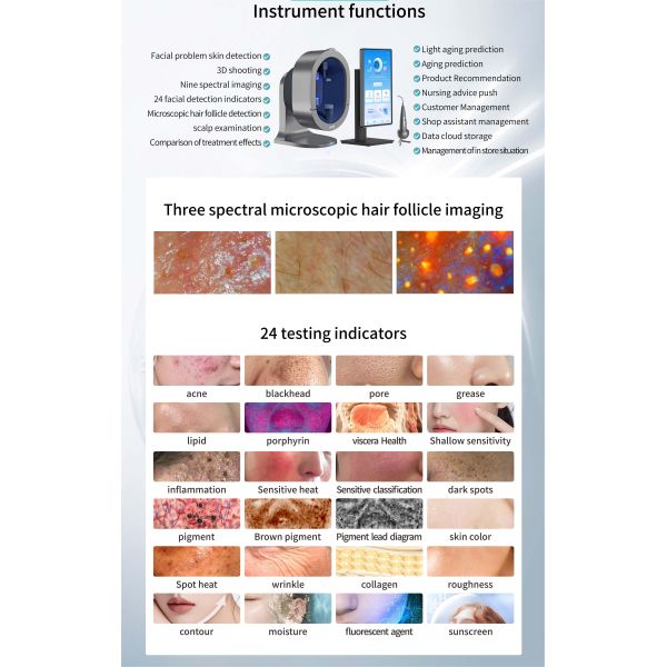 3D AI Intelligent 2in1 Single Handle Scalp Scanner Facial Skin Analyzer