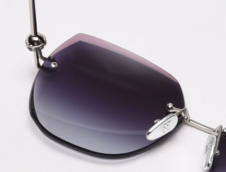 Rimless Women UV400 Metal Frame Polarized Sunglasses Oversized Gradient