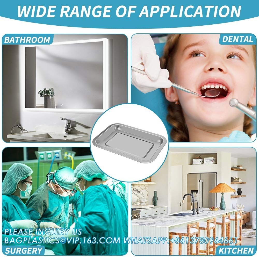 5-Pack Surgical Tray, Stainless Steel Medical Tray Dental Procedure Lab Instruments, Tattoo Tool Bathroom Organizer