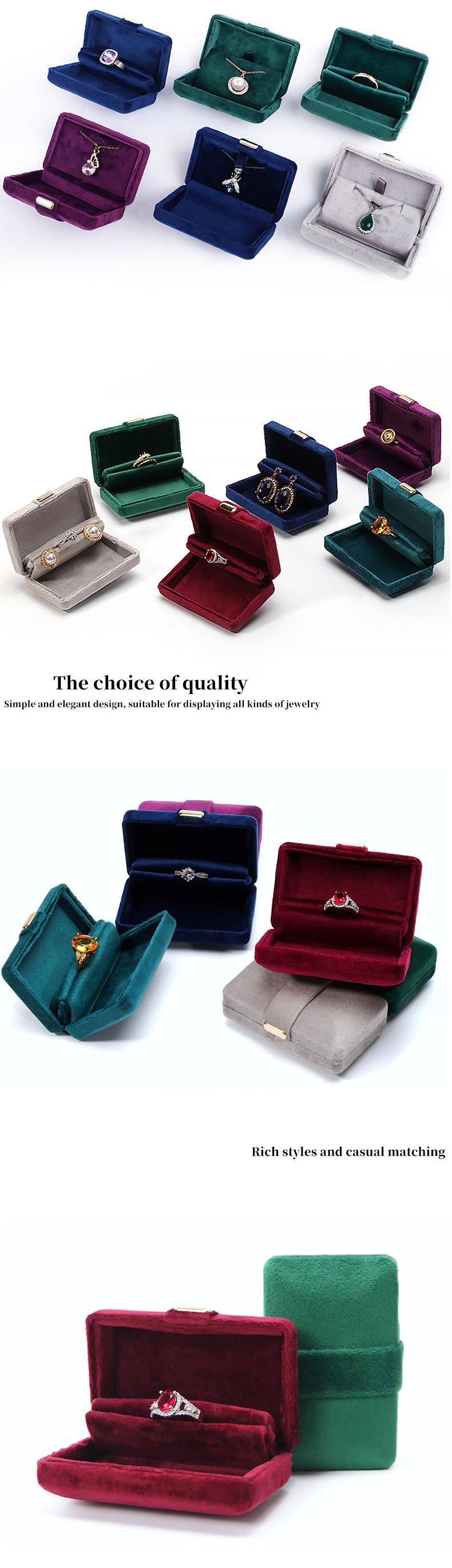 Velvet Hanhong Custom Logo Luxury Green Jewelry Box for Earrings Bracelet Necklace Ring