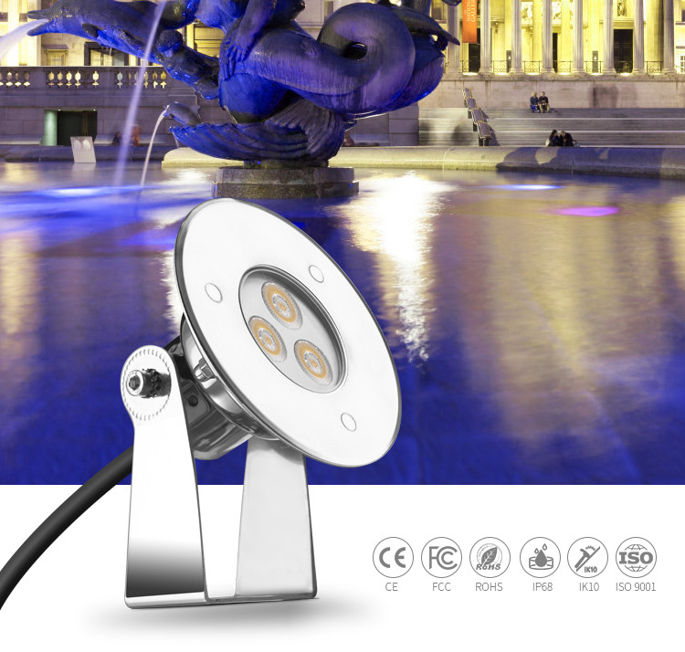 6500K Low Voltage Underwater Pond Lights , Color Changing Led Pool Lights 3W