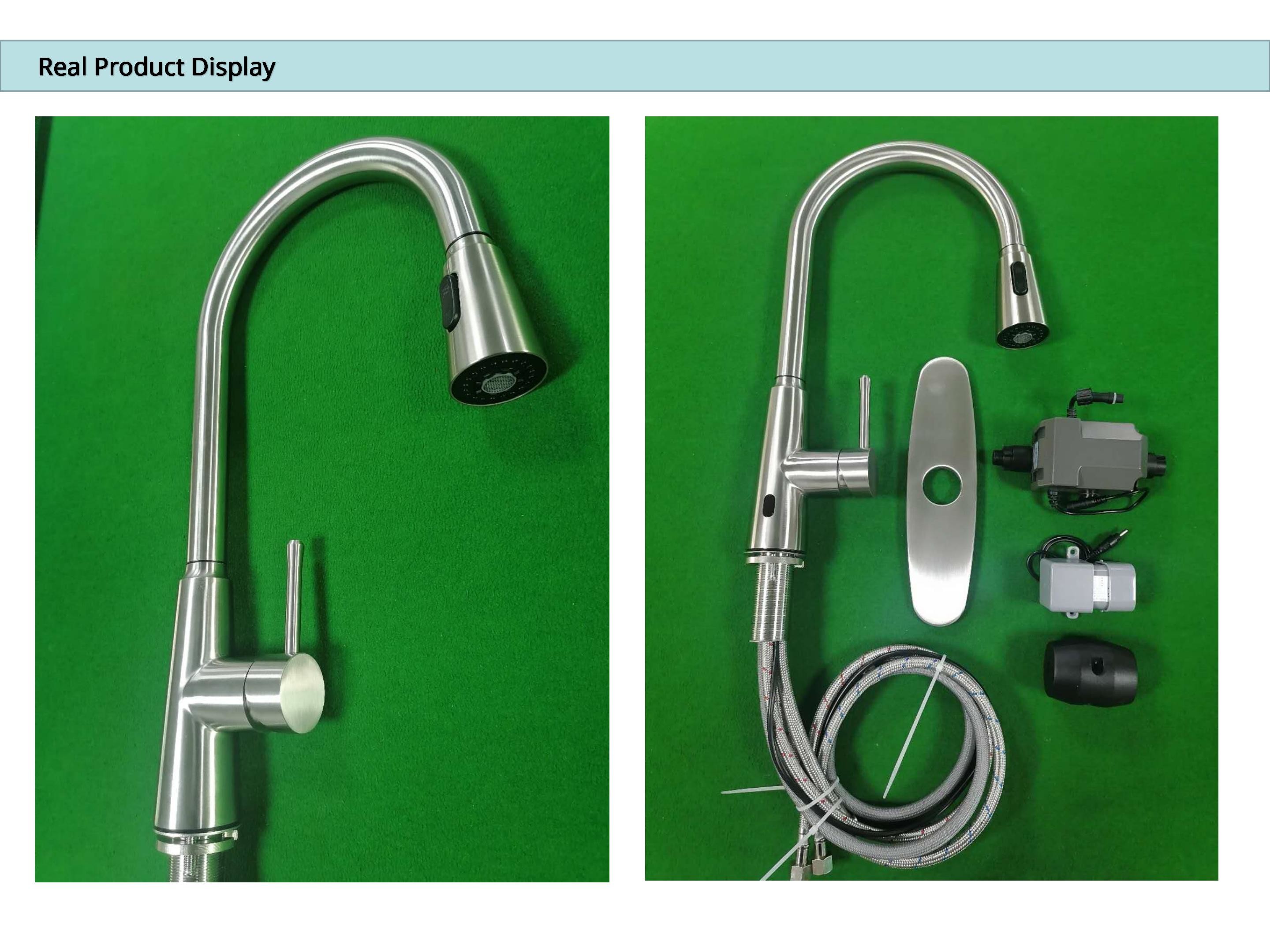 Pull Down Kitchen Faucet Smart Touch Solid Stainless Steel Taps Deck Installed 2077H-SS