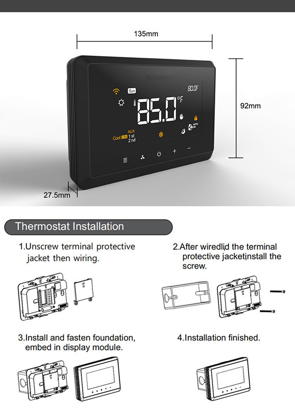 FCC Tuya WiFi Smart Thermostat 4.3" Touch Panel 7 Days Temperature Setting