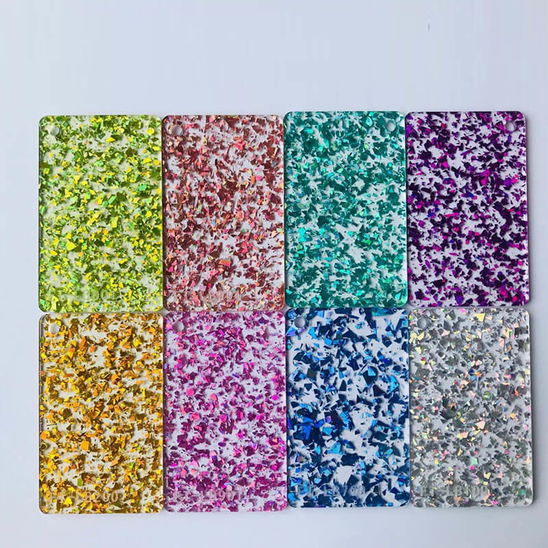 Flake Glitter Plexiglass Sheet Cut To Size Chunky Green Cast Acrylic 1040x620mm