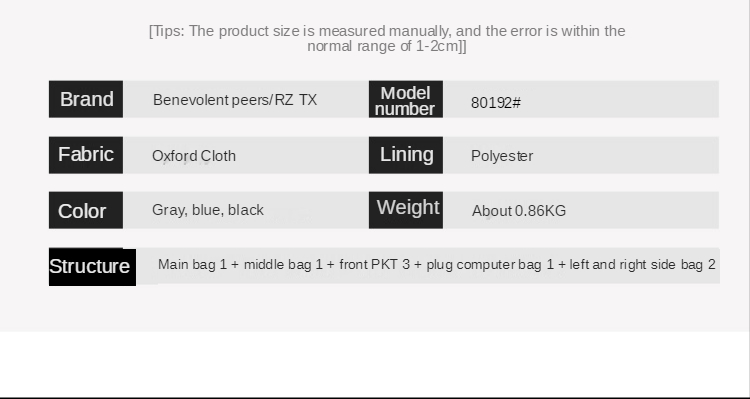 OEM ODM Large Capacity Laptop Backpack Travel Fashion Backpack 0.86kg