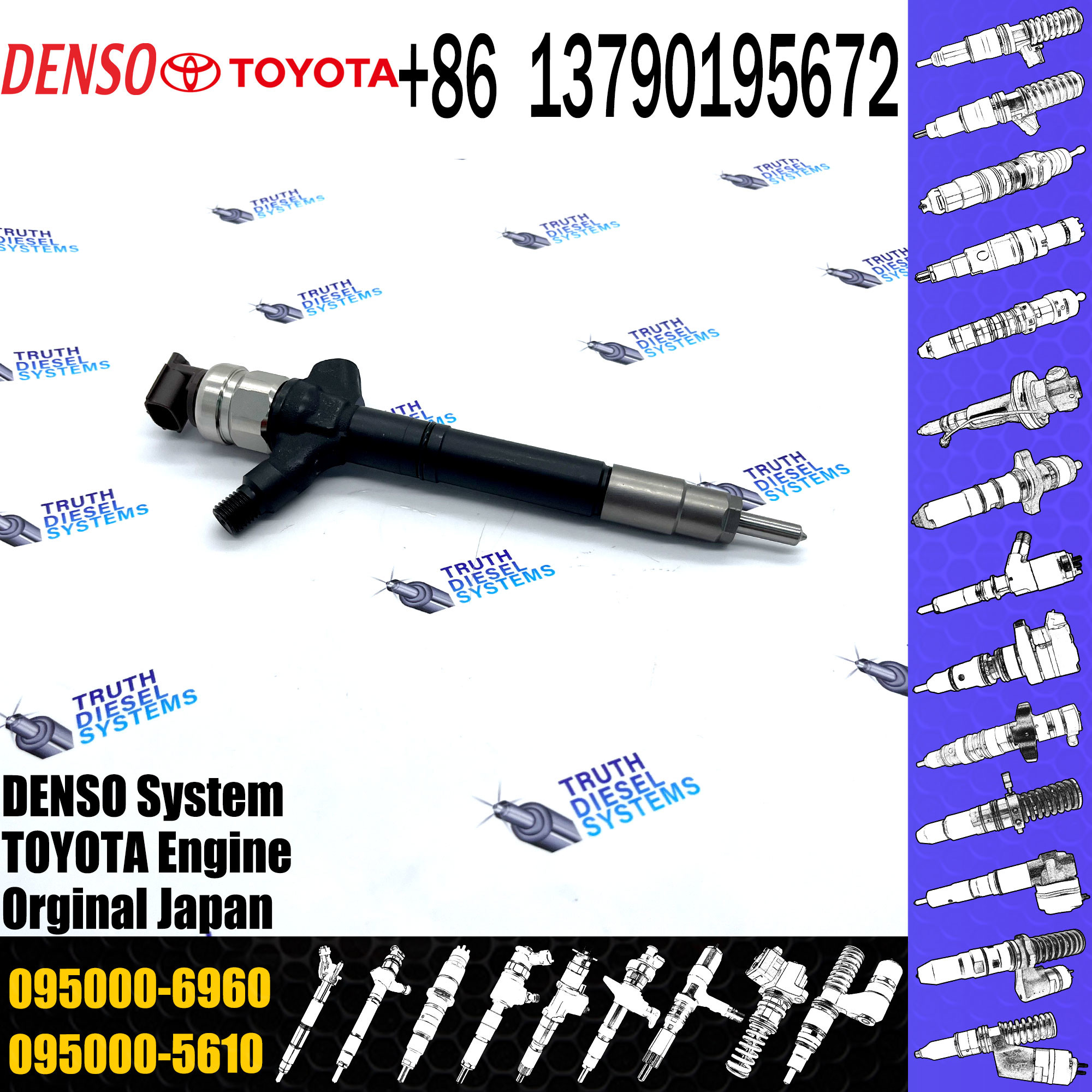 injector nozzle 23670-0R030 23670-09240 injector for Toyota 1AD-FTV common rail injector 095000-6410 095000-6960