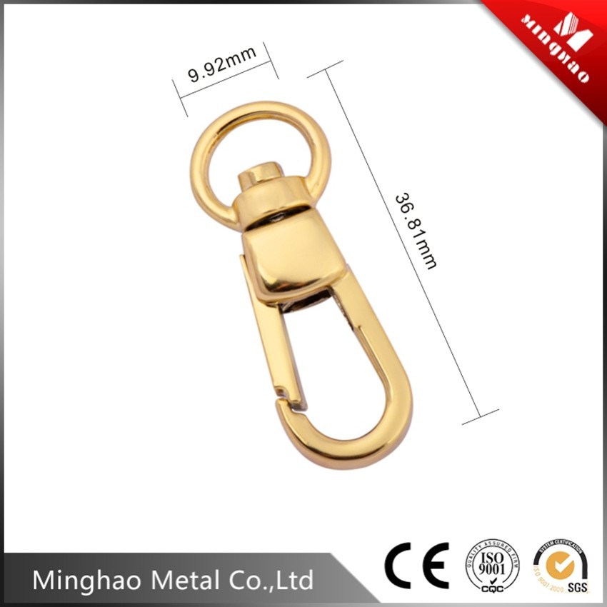 High quality gold 9.92*36.81mm swivel snap hook for dog leash parts