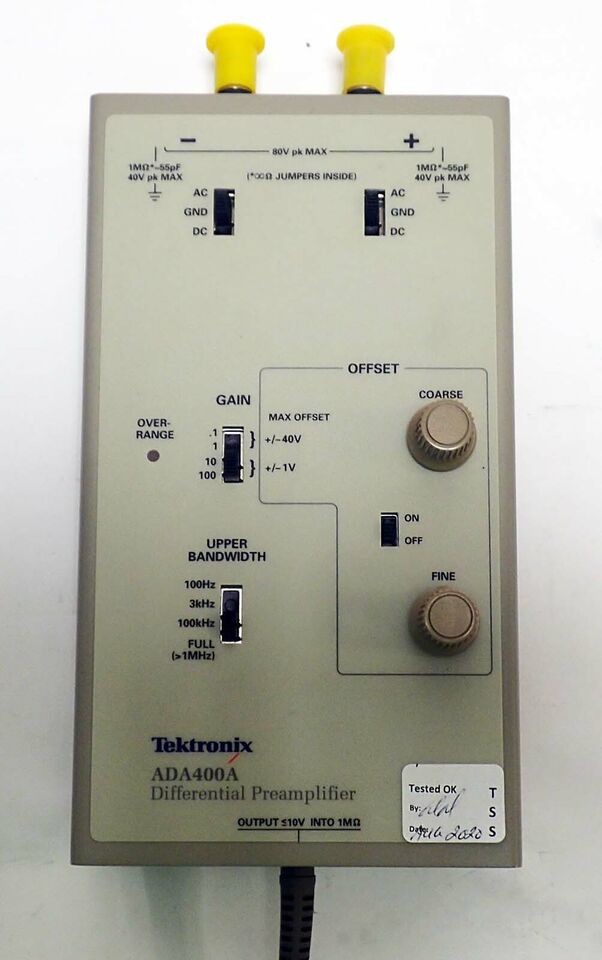 2 port Active TEKTRONIX ADA400A Differential Preamplifier 10 μV/Div Sensitivity Tested