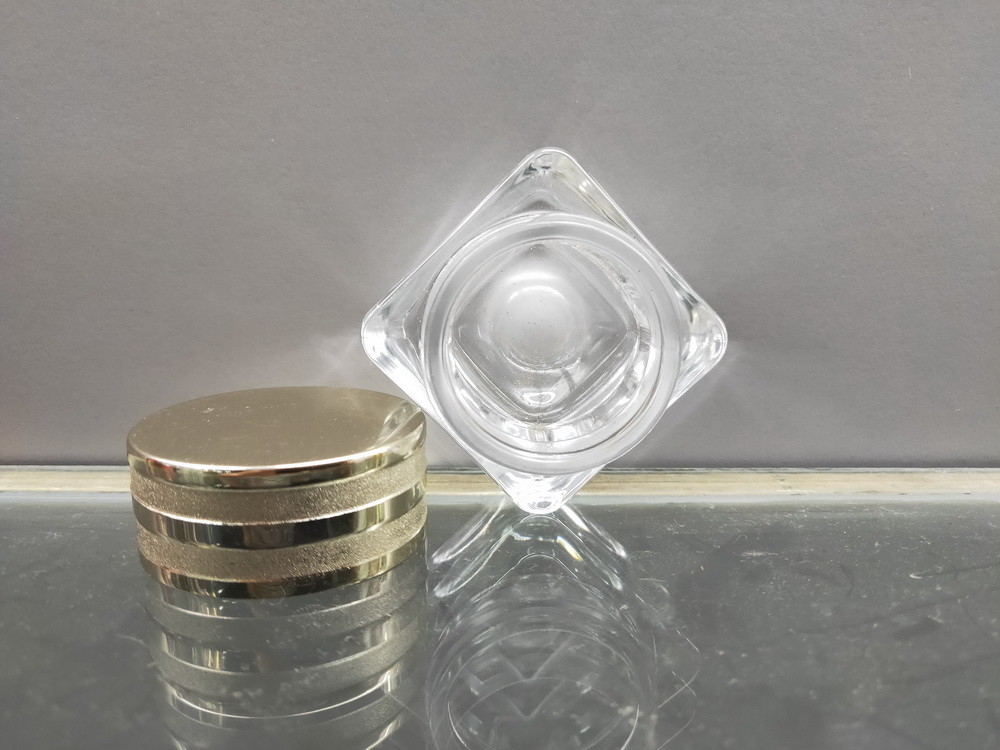 Hot Stamping 15g Clear Cream Jar With Aluminum Cap Cosmetic Bottles OEM