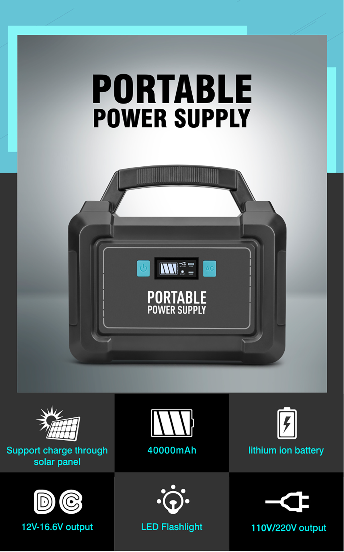 110V 220V 148wh Backup Battery Power Station Portable Outdoor Power Generator