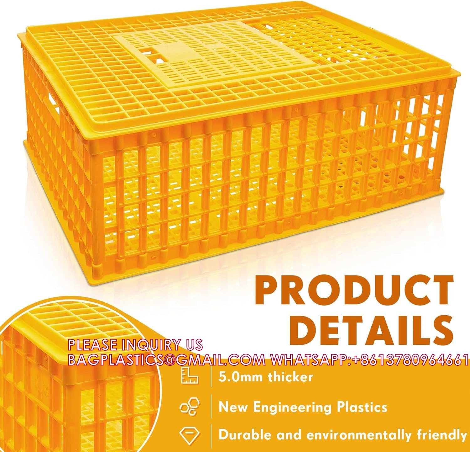 Poultry Carrier Crate Chicken Transport Cage Bird Chicken Carrier Travel Crate Basket Box