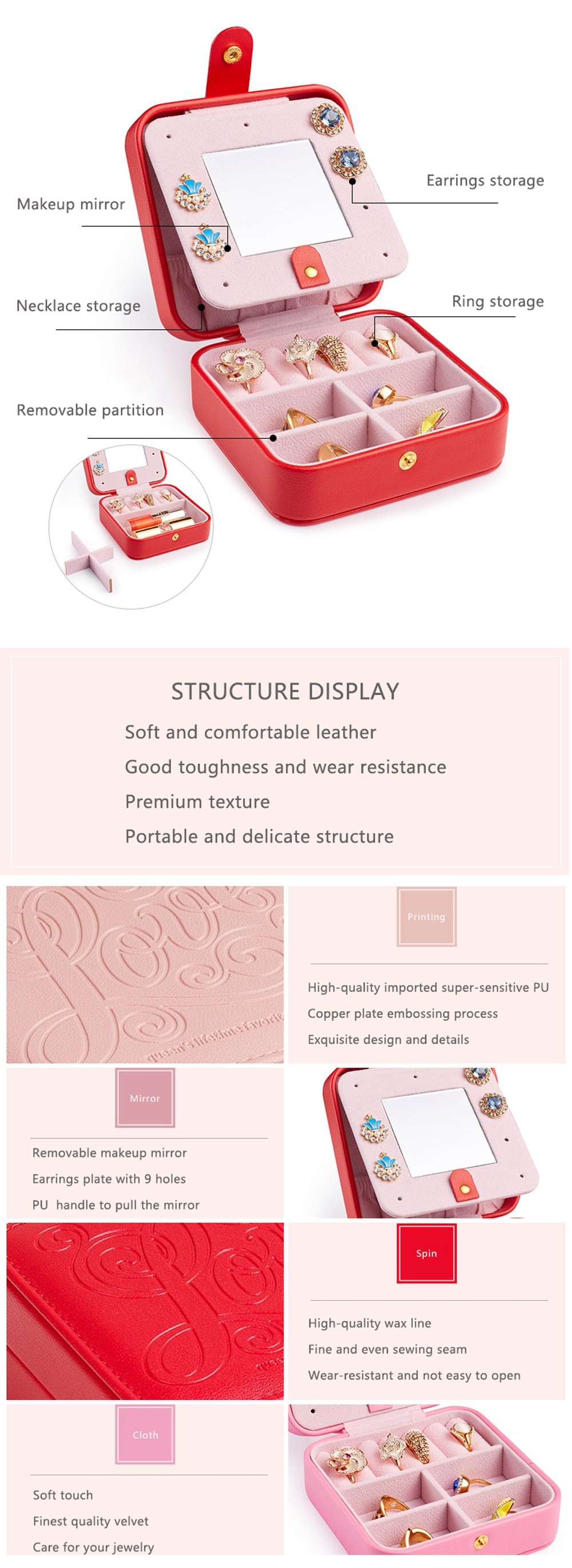 Pantone Color Personalized Travel Jewelry Organizer Anti Scratch Customizable Design