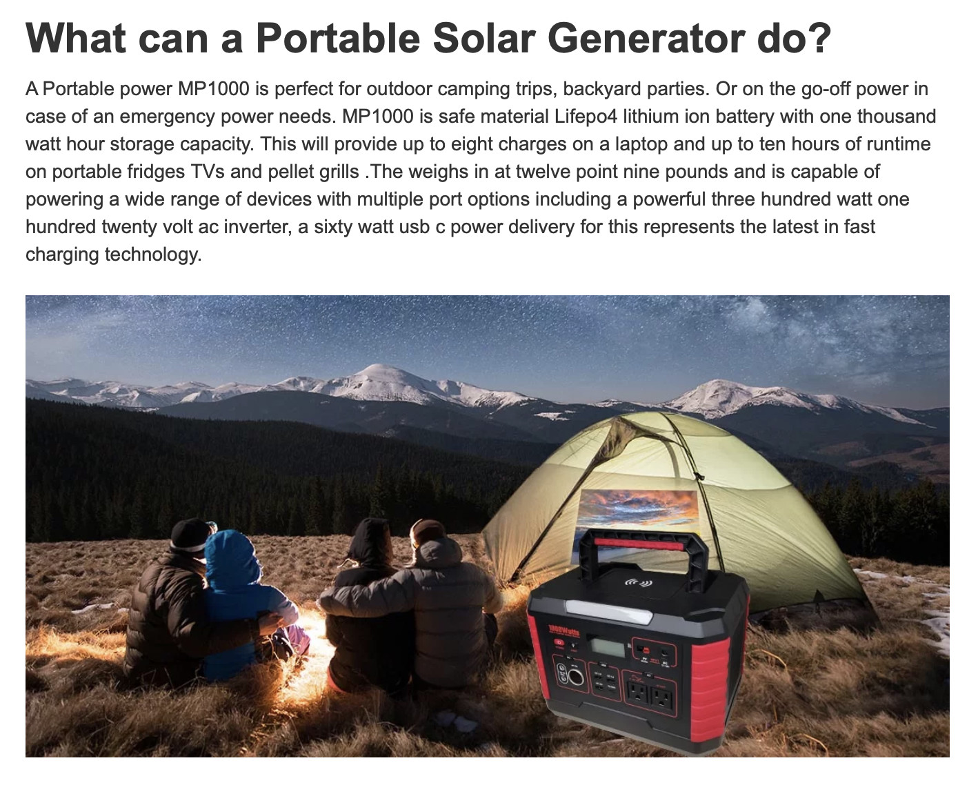 OEM ODM lifepo4 lithium battery 1000W Power Supply Solar Generator lithium battery packs For Outdoor RV EV Camping