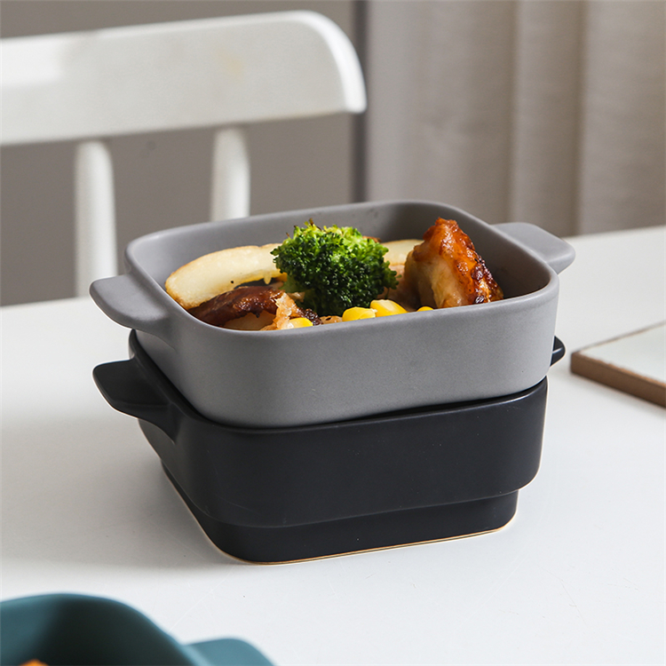 Customized Small Square Ceramic Baking Dish For Home Restaurant