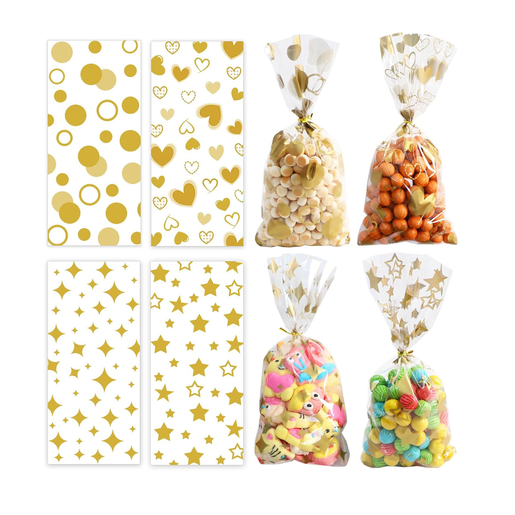 Custom Order Accepted Cellophane Gift Bags For Bakery Biscuits Chocolate And Desserts