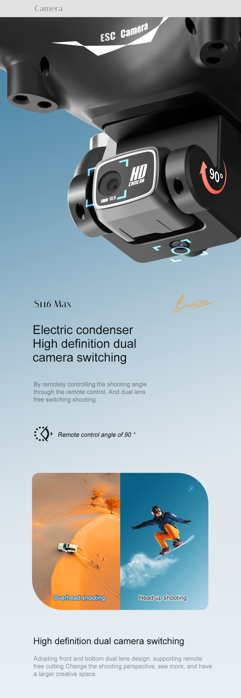 Voice Control Hot S116 Drone 4k Camera Obstacle Avoidance Drone Dual Camera Profesional Mini Drone GPS with LED Lights 2024