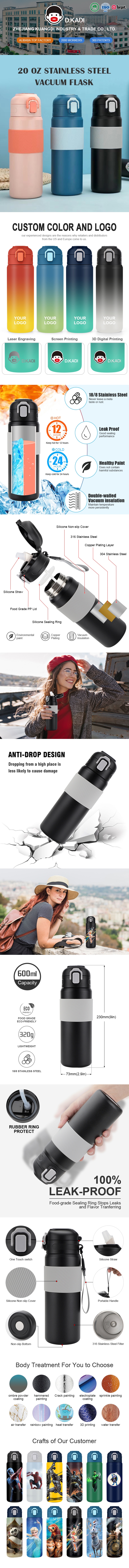 Leakproof Seal Metal Thermos Insulated Vacuum Sport Running Drink Water Bottle