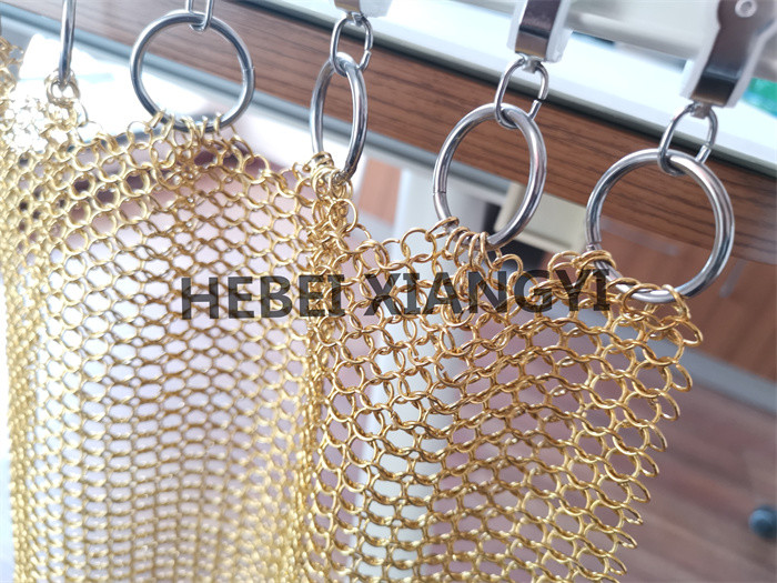 Hanging Frame Electroplating Metal Ring Mesh For Decorative Partition