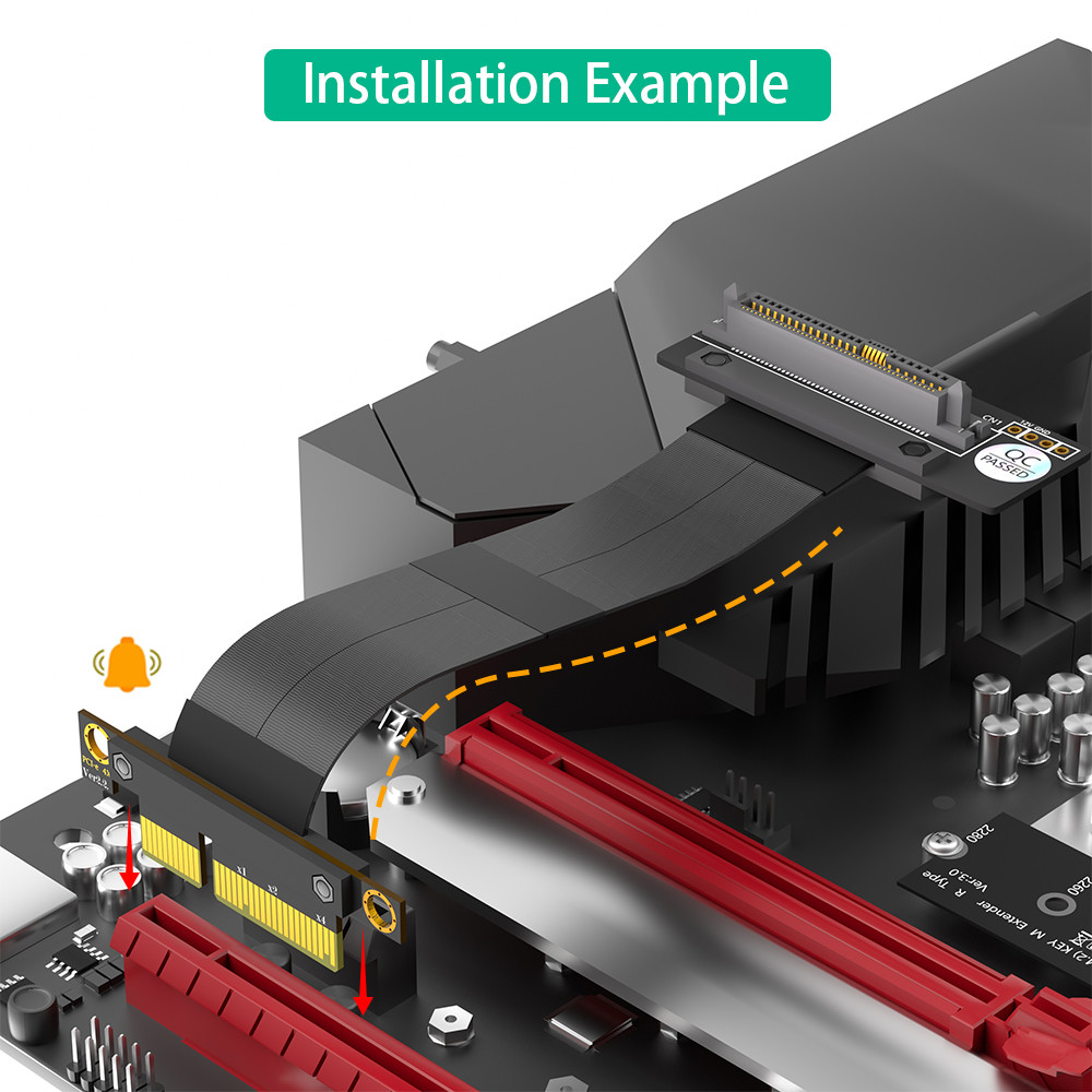 SFF-8639 U.2 90° to PCI-E 3.0 4X Ribbon Extender Cable for and Fast Connectivity