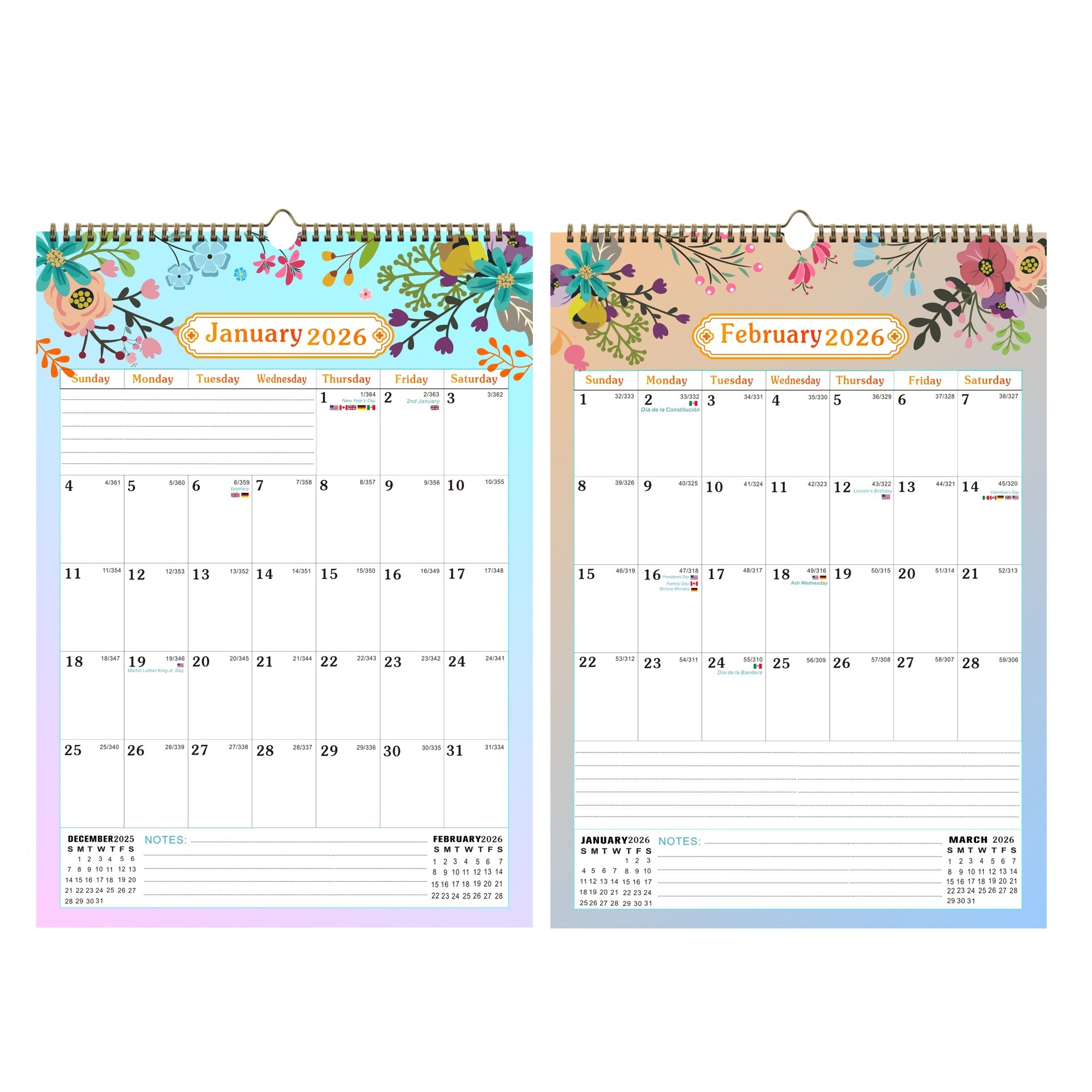 Customized Personalized Calendar Printing on Paper and Spiral Binding