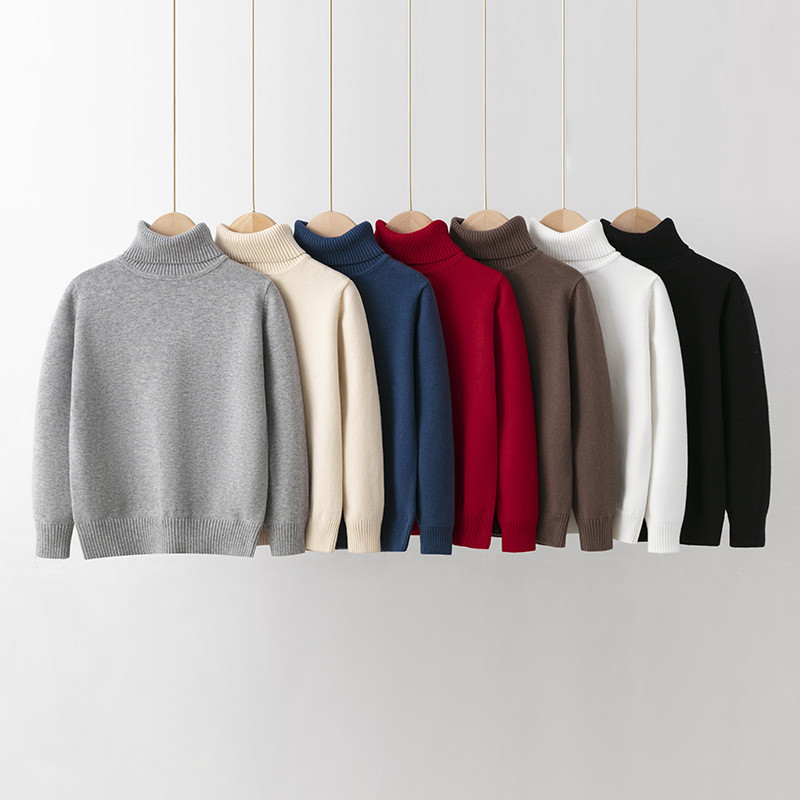 Plain Knit Sweater Blouse Crochet Sweatshirt Warm Crewneck Pullover Tops for Children clothing