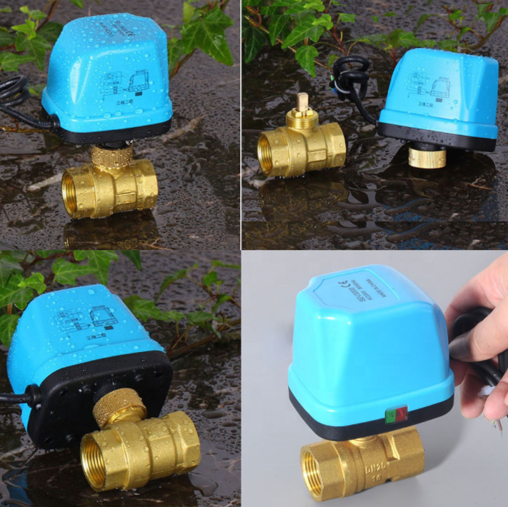 Miniature Electric actuator Two-way motorized Ball 3 way Valve with Three-wire Two-control for Air Conditioning Water Heating