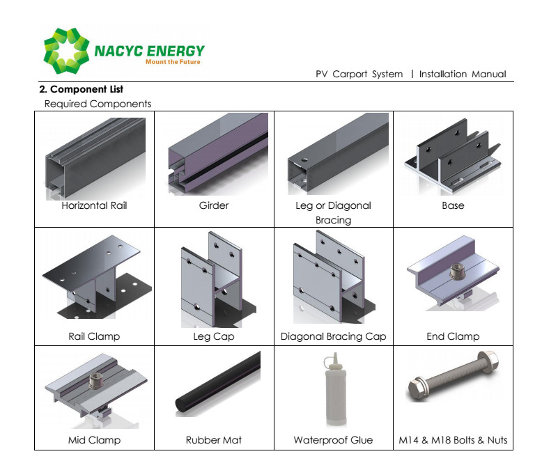 Greatly Reinforced Structure Solar PV Waterproof Carport System With Corrosion Resistance