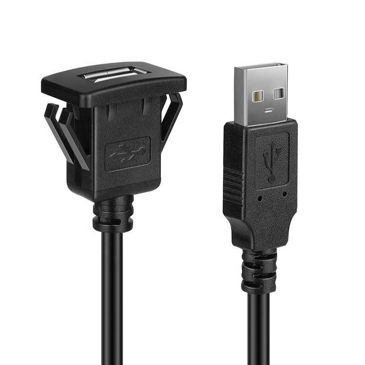 Snap Socket Dashboard Panel Male to Female USB Flush Mount Extension Cable