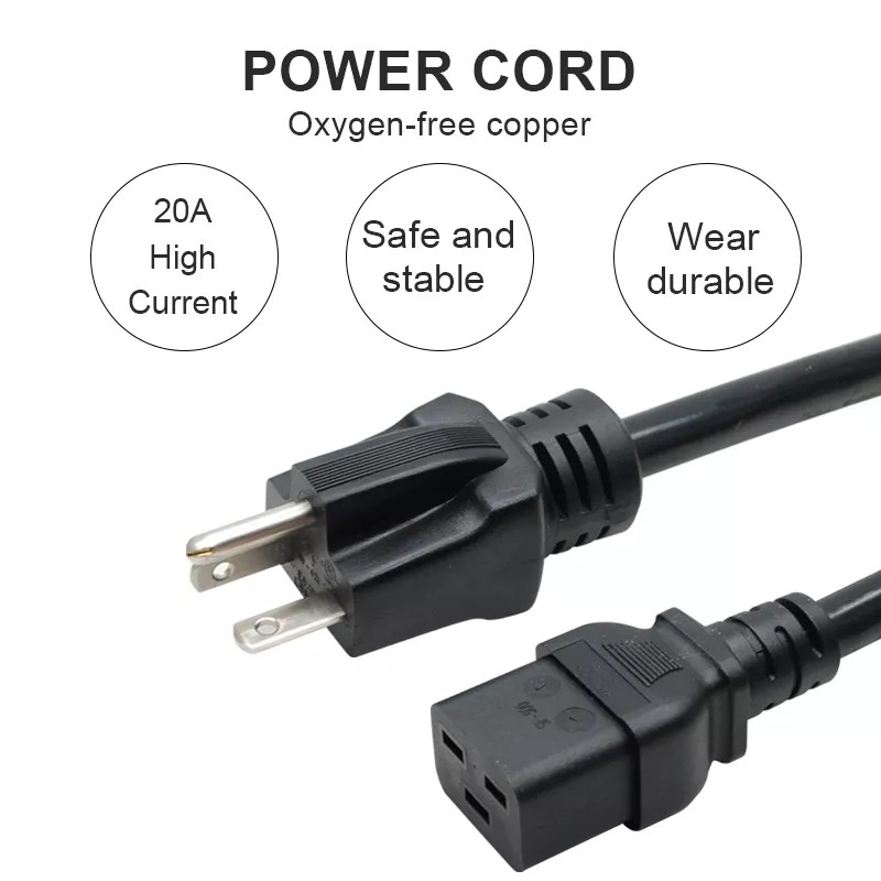 USA 6-20P 3 Prong Extension Cable , C19 Power Cord For Power Supply
