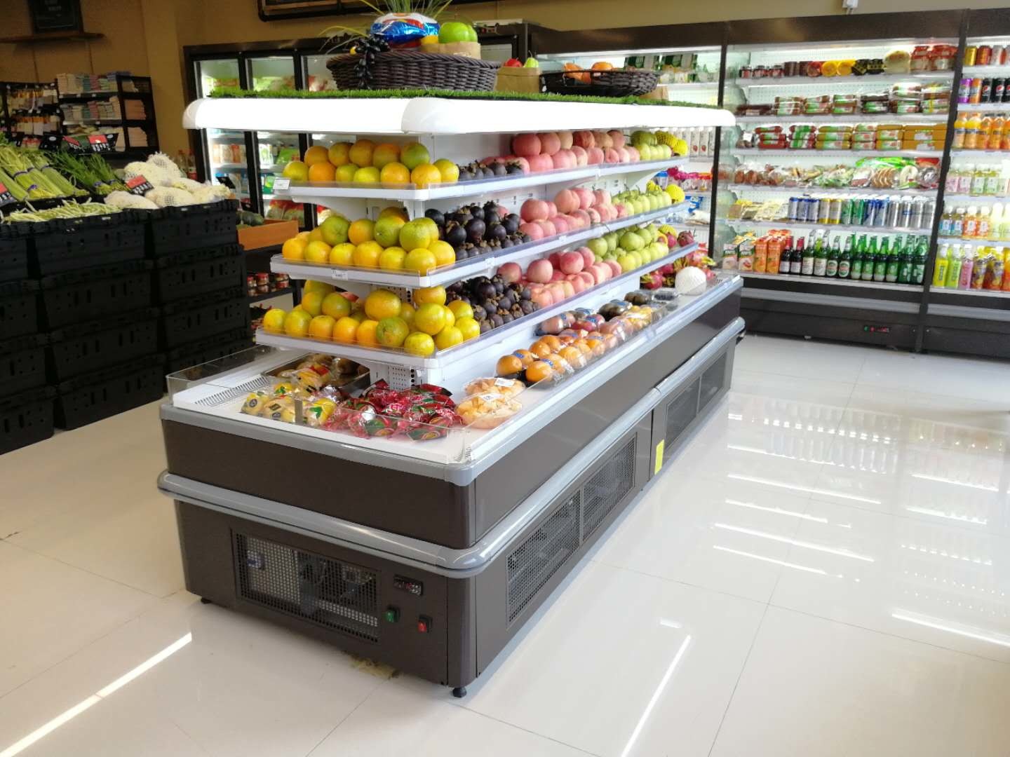 10M Dairy Showcase Drinks Display Refrigerator Multideck Open Chiller