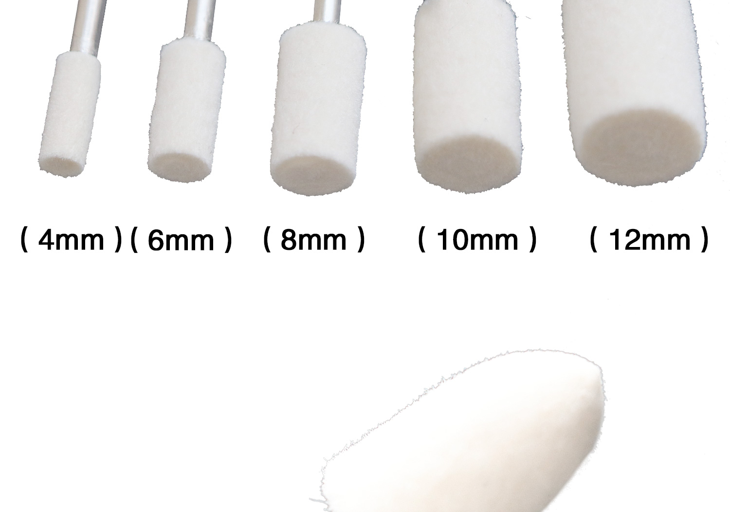 10pcs Wool Grinding Head Round Cylindrical Bullet Type Polishing 2.35mm