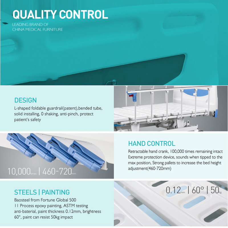 China Wholesale Comfortable Four Cranks Five Functions Manufactures Hospital Bed