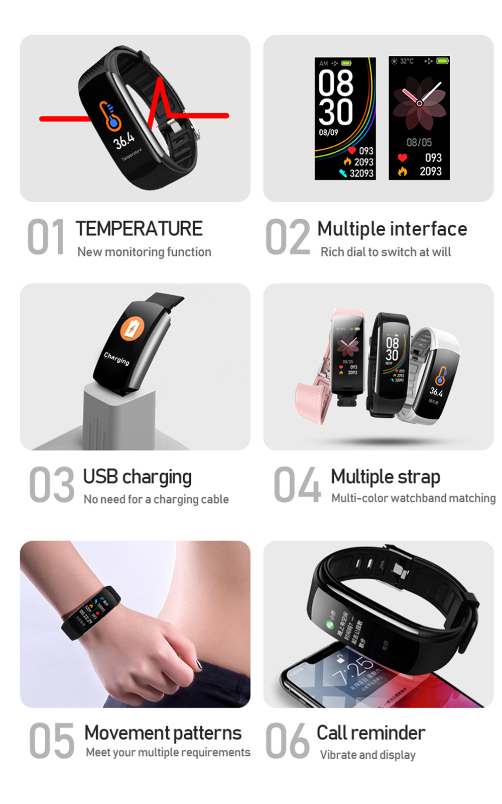 HL6T Smartwatch F10 Android IOS Watch 1.54Inch Smart Sport Health Pedometer