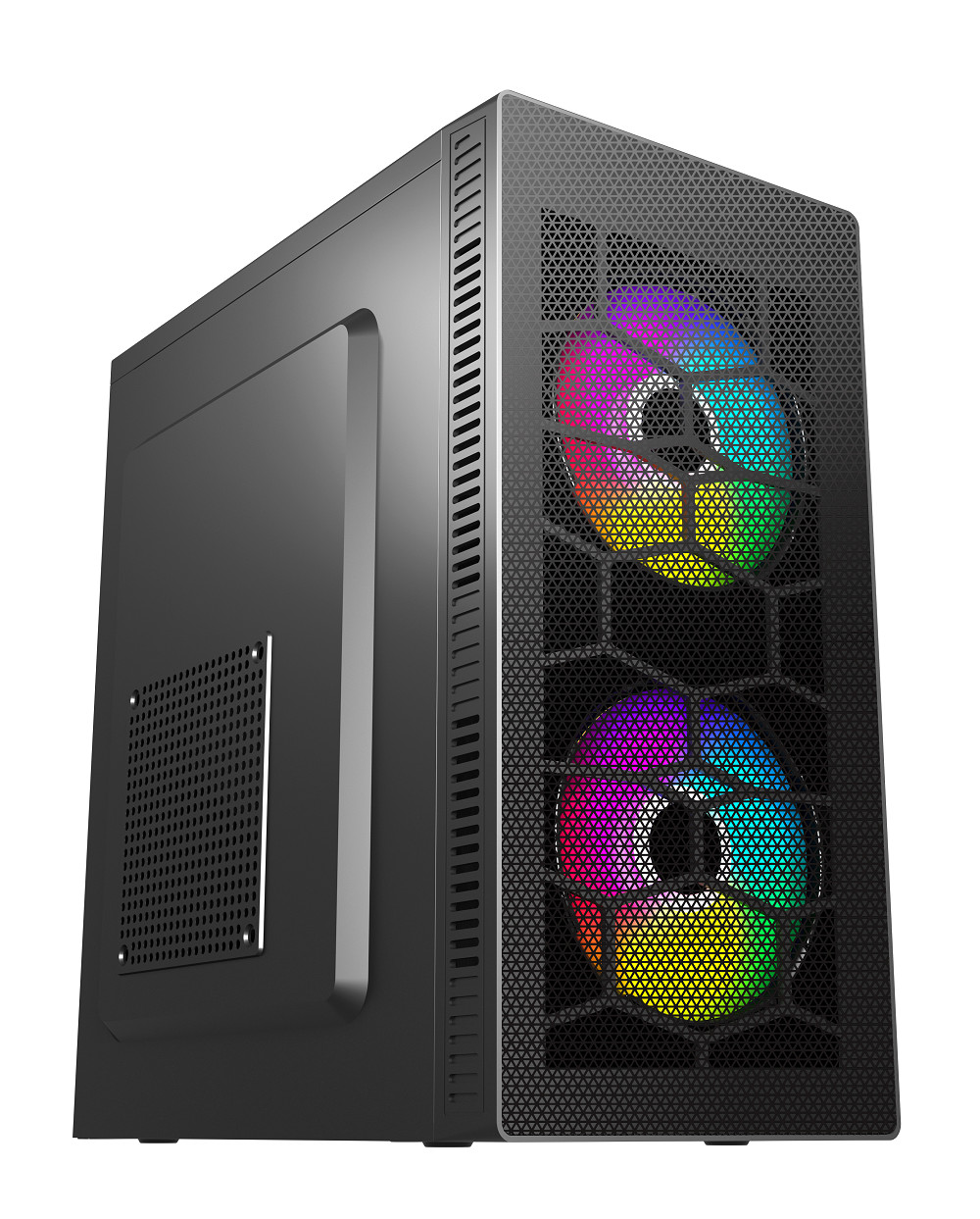 ETEK Gaming Computer Case MATX 2 Big RGB Fans On Front Panel Fan On Side Pandel Available Support OEM ODM